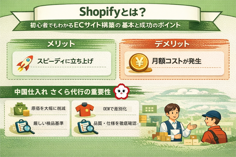 近年、EC市場は拡大を続けています。 しかしその一方で、「どこで売るか」「どう売るか」によって、売上や利益が大きく変わる時代になっています。
その中で、個人から企業まで幅広く支持されているのが、Shopifyです。
この記事では、Shopifyの基本から特徴、メリット・デメリット、そして実際に売上を伸ばすための考え方まで詳しく解説します。	