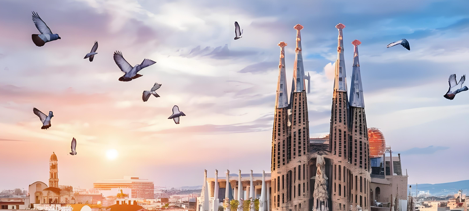 Vista fotográfica de la Sagrada Familia de Barcelona